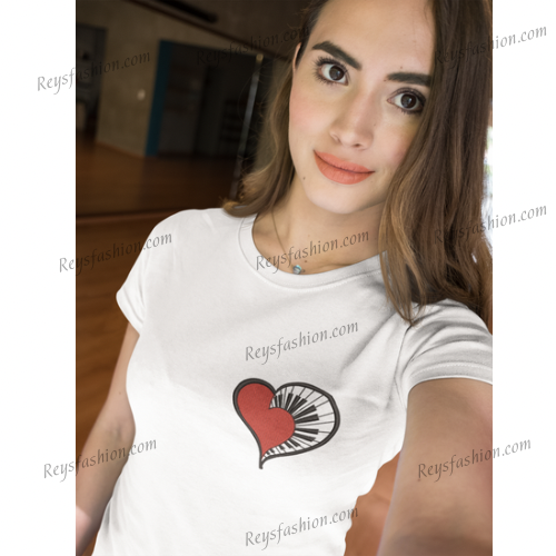 Unisex Embroidered Piano Heart T-Shirt