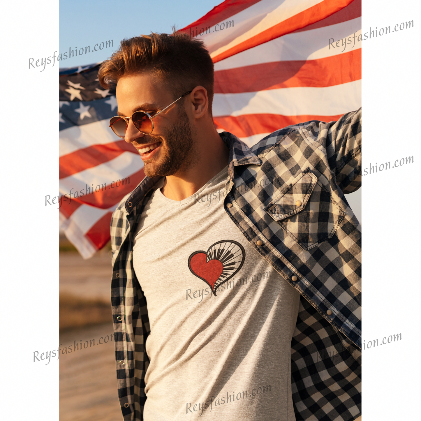 Unisex Embroidered Piano Heart T-Shirt