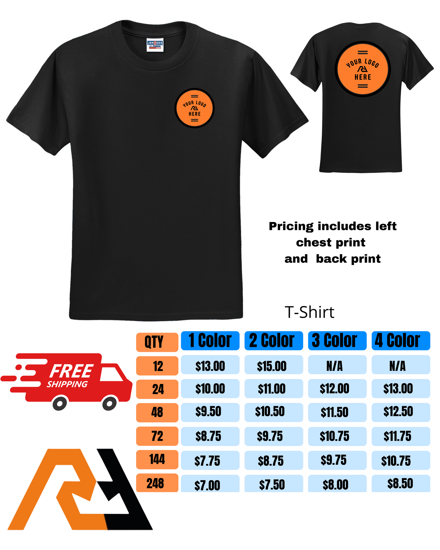 Screen Printing - Jerzees Dri-Power 50/50 Cotton/Poly T-Shirt- 12 minimum