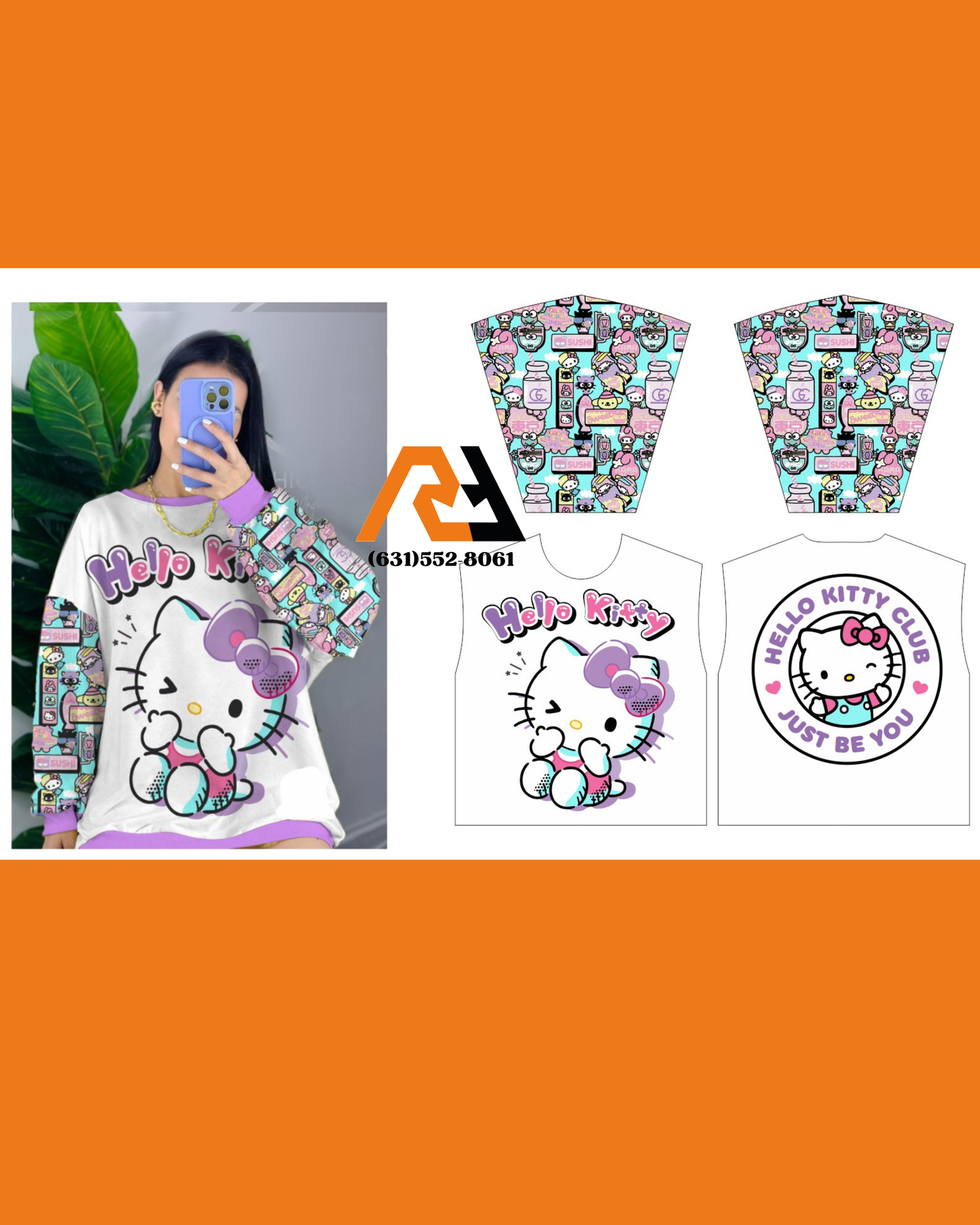 Hello Kitty Crewneck  Oversized Sweater Magical World