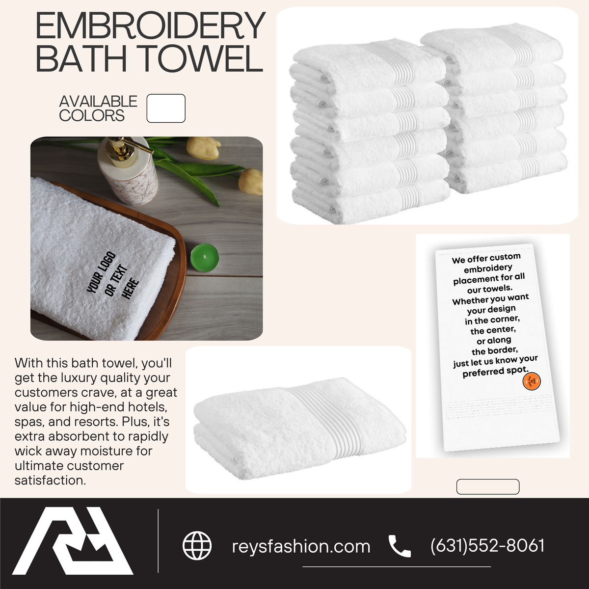 Luxury 27" x 54" 100% Combed Ring-Spun Cotton Bath Towel