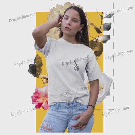 Unisex Embroidered Guitar T-Shirt